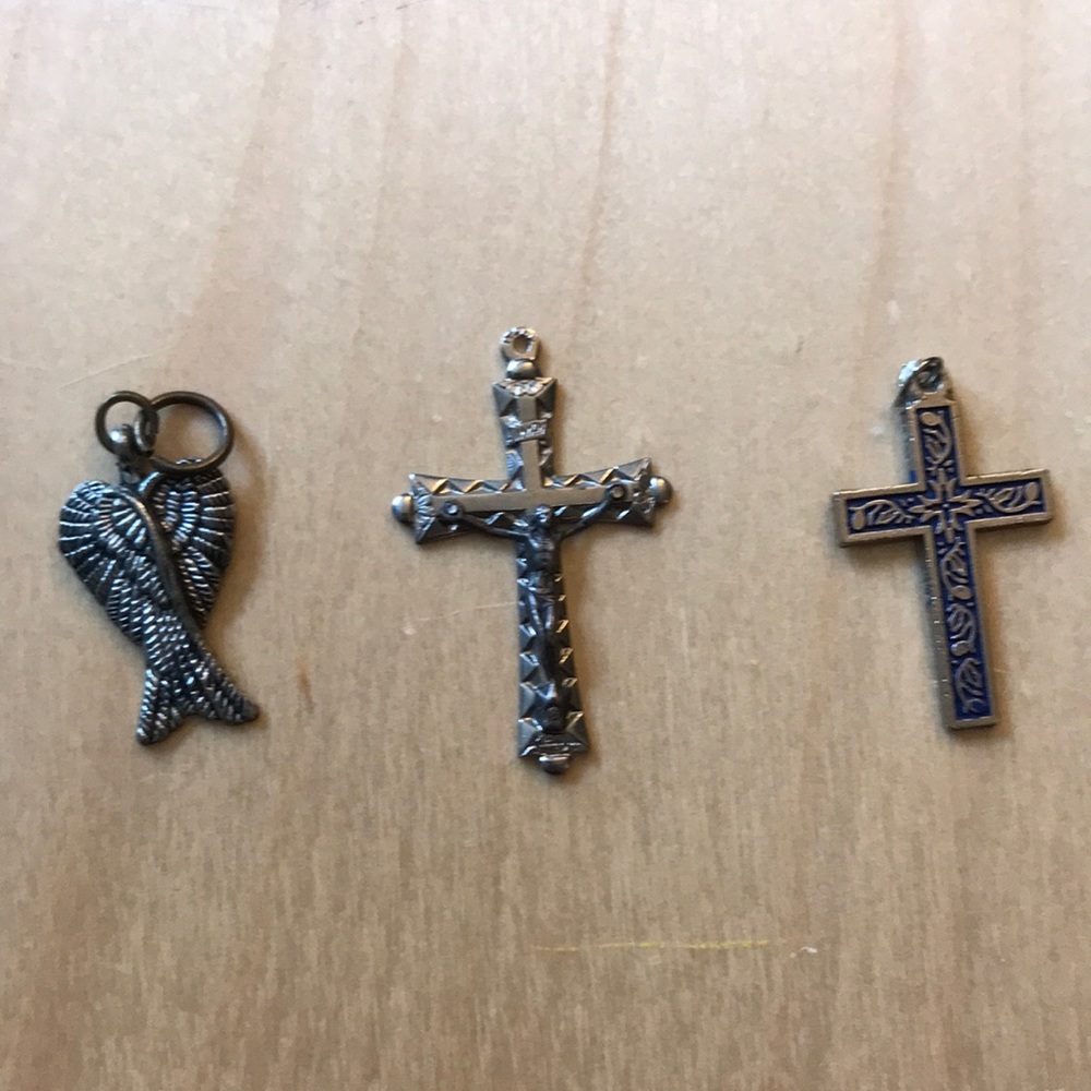 Lot of 3 Crosses Wings Nice one is stamped Good condition